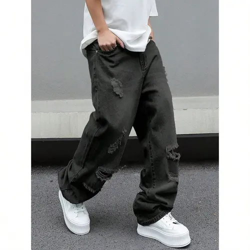 Men's Y2K Distressed Vintage Wash Street Wear Cotton Jean, breathable soft fabric, stylish versatile for all seasons