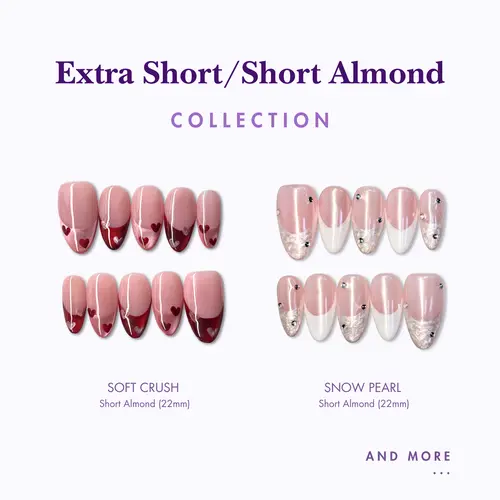 NailPhoria EXTRA SHORT/SHORT ALMONDS Collection - Handmade Press-On Nails | Reusable, Salon-Quality, Long-Lasting, Glossy Design
