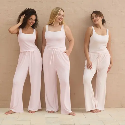 FeelinGirl #live Women's Home Wear Bottoms - Stretchy & Breathable Loose Wide-Leg Pants with Elastic Waistband & Side Pockets for Comfortable Everyday Wear