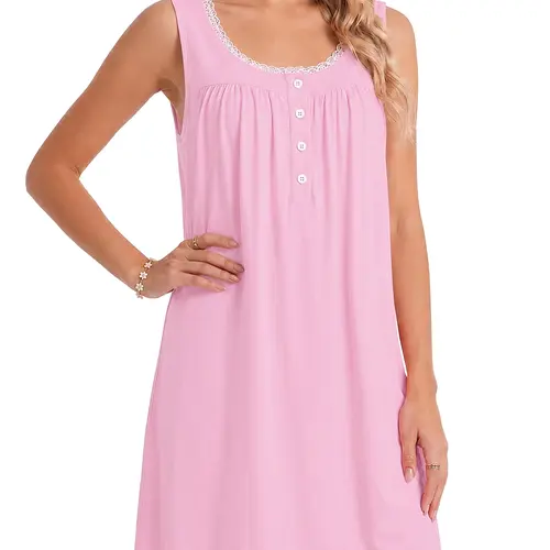 DAKIMOE Women's Short Sleeve Nightgown - Comfy, Cute, Loose Sleep Shirt Pajamas, Womenswear Loungewear, Valentine's Day Gift
