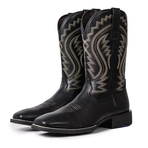 【Auction】Palitutu Cowboy Boots for Men -Square Toe Botas with Classic Embroidered,Comfortable and Fashion Soft PU Leather,Fashion Closed Walking Shoes Decor Footwear summerwins
