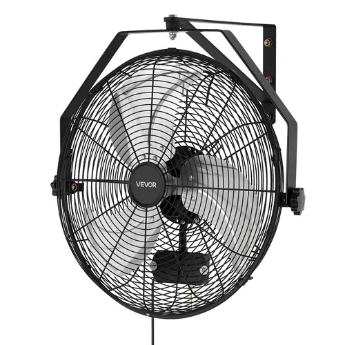 VEVOR 18-in Sturdy Mechanical Control Adjustable Fan - IP44 Dustproof 3-Speed Aluminum Blades Wall-Mounted, 9m/29.5ft Airflow Distance, 360° Cooling Rotation, 2 Mounting Options, Long-Lasting Commercial-Grade for Warehouses/Home Use, Father's Day Gift