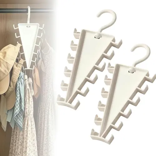 V-Shaped Double-Sided Smooth Hanging Organiser, 360° Rotatable Compact Layered Vertical Wardrobe Space-Saver Rack with 12 Hooks for Shirts, Jackets – Great Gift for Bedroom Roommates (Tools & Hardware Specialty Hand Tool)