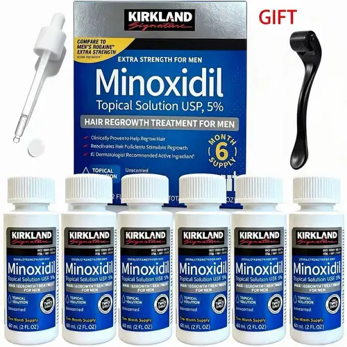 Kirkland Minoxidil 5% for Men & Women Universal Solution for Pattern Baldness & Thinning Liquid Hair Growth Booster 3-Month Supply Targets Hair Thinning at the Root, Enhances Hair Density & Supports Healthy Growth,back to school