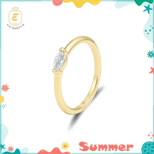 Moissanite Echo of Love Eternal Ring Silver-Plated Marquise Cut Jewelry Wedding Engagement Anniversary Valentine's Day Birthday Gift Daily Wear