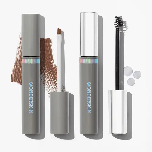 Wonderskin Perfect Brows Set – Brow Stain & Go Masque + Brow Styler Gel (Semi-Permanent, 48-Hour Wear)