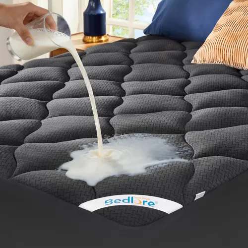 【HomeEssentials】BEDLORE Waterproof Quilted Mattress Pad - Breathable, Wrinkle-Resistant, Durable Mattress Protector with 6-18 in Deep Pocket, Noiseless, Machine Washable, Pressure-Relieving Bedding for Seniors, California King, Twin XL, Home & Hotel