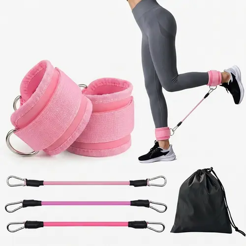 5-Pack Unisex Ankle Length Fabric Workout Bands with Non-Slip Cuffs, Flexible TPE Durable Stretching Fitness Equipment, Portable Gear for Home Gym Leg Exercises, Resistance Band Workout Essentials