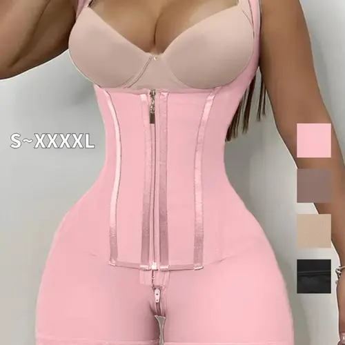 Colombian Faja Women's Underwear Shapewear Bodysuit with Zipper, High Waist Trainer Tummy Control Belt, Plain Casual S-Type, All Seasons Training Garment