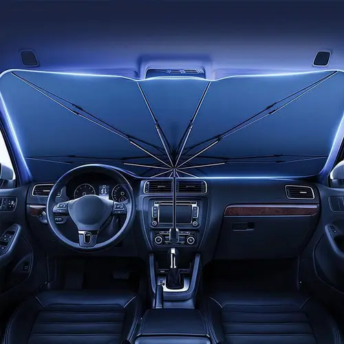 Foldable Polyester Anti-UV Windshield Sunshade - Exterior Car Windshield Sunshade, Outdoor Car Cover, Heat Protection Accessory, Front Window Guard, Folds Flat to Save Trunk Space (Tools & Hardware)