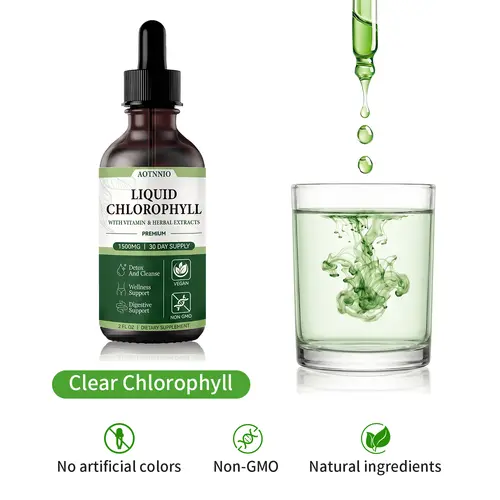 Clear Chlorophyll Drops for Men & Women | 1500 mg Plant-Based Formula | Supports Gut Wellness, Internal Freshness & Natural Cleansing | Natural Ingredients | No Artificial Colors | 2 Fl Oz
