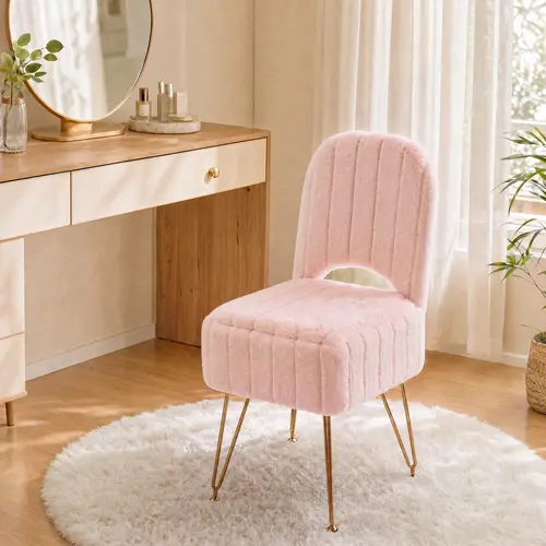 Vanity Stool Chair with Backrest, Square Ottoman with Hidden Storage Compartment, Soft Teddy Fabric, 280 Lbs Weight Capacity, Modern Style for Bedroom Living Room,White,Small,dorm essentials,home decor