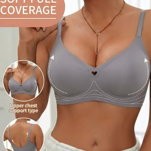 Wireless Jelly Support Intimate Bra, Minimalist High Elastic Full Coverage Seamless Bra, Plain Solid Color All-Season Lined Underwear
