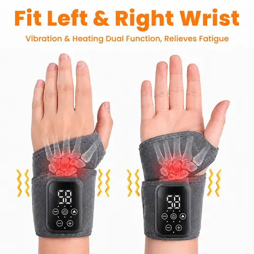 Rechargeable Wrist Massager with Heat and Compression for Arthritis & Carpal Tunnel Pain Relief, Wireless Relaxation Aid for Gaming & the Elderly,dorm essentials, Healthcare, Lithium Batteries
