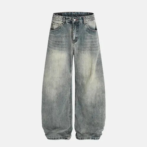 Inflation Brand Men's Soft Faded Wash Stripe Cotton Blend Flared Jeans - Baggy Bootcut Wide Leg, Fashion Brand Clothing, Casual Streetwear Clothes Products,sohochic