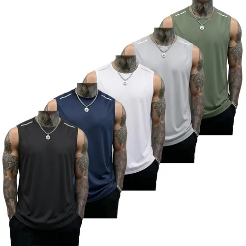 Men's Soft Sleeveless Workout Tops Multi-Pack, Solid-Color Summer Gymapparel for Gym & Sports, Workout Tank,back to school,back to school shopping