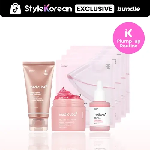 [Medicube] Plump-Up Set with Collagen + PDRN Set (Elastic, Glass Skin | Collagen Jelly Cream, Collagen Night Wrapping Mask, PDRN Pink Collagen Gel Mask, PDRN Pink Peptide Serum)