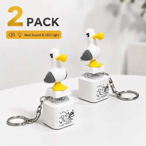 2Pack Seagull MINE! Button Keychain with Real Sound Effect and LED Light, Funny Interactive Novelty Gift Suitable for Friends and Family, summerwins