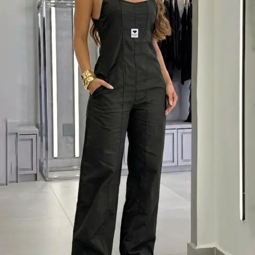 2026 Summer New Women Slimming Square Neck Halter Straps One-Piece Overalls Pants, Loose Straight Leg Wide Leg Pant, Comfortable and Stylish Design