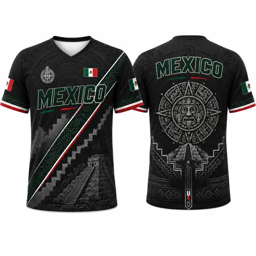 Men’s 2026 Mexico Heritage V-Neck Graphic Tee - Sports Clothing, Lightweight Breathable Jersey, Party-Ready Men's T Shirts, Polyester Mesh Short Sleeve Casual Summer Sporty Top, Graphic Tees, Male, Party‑Ready Tee tiktokshopbacktoschool