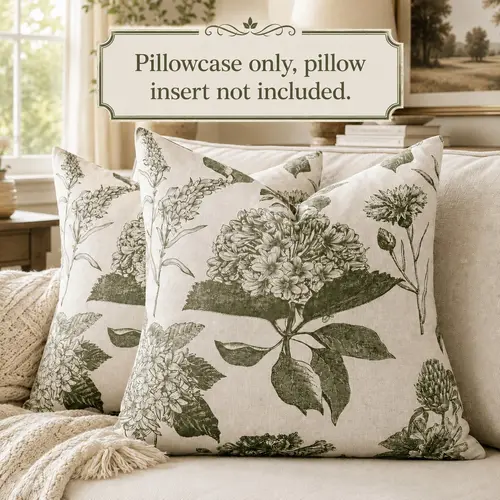 18*18 or 20*20 / Set of 2 Sage Green Botanical Throw Pillow Covers. Ultimate Cottagecore & Farmhouse aesthetic for your sofa or bed. Premium soft cushion cases in 18x18 or 20x20 in. A must-have! Room Cozy Accessories