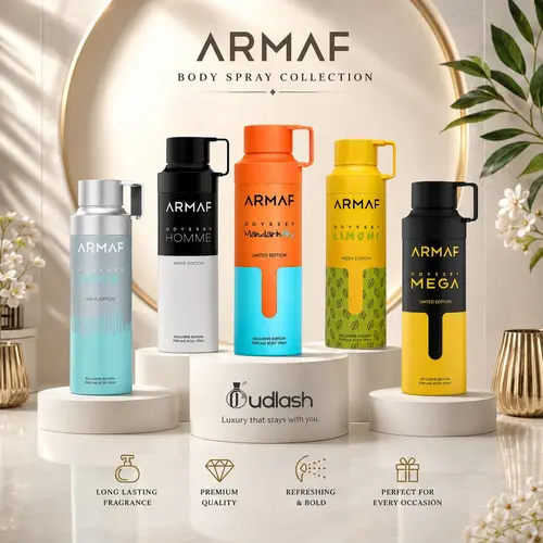 Oudlash Bundle | Armaf Odyssey | Limoni + Mandarin Sky Elixir + Homme + Mega + Aqua | Unisex Fragrance | 200ML- 6.8 | Eau De Parfum | Lemon- Sweet Orange, Mandarin