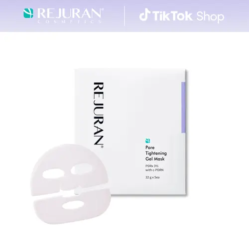 [REJURAN Cosmetics] Pore Tightening Gel Mask with DOT c-PDRN – Korean Hydrogel Face Mask for Pore Care, Elasticity Support & Smoother-Looking Skin, 5 Count