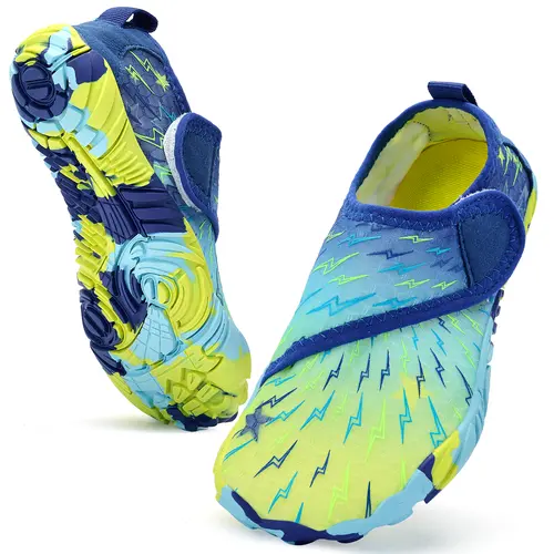 Kids' Barefoot Fit Quick-Dry Fabric Beach Shoes, Non-Slip Velcro Athletic Trainers for Toddlers, Aqua Socks for Pool Surf #BackToSchool