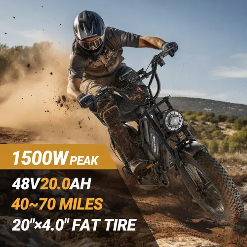 【Buckeez  Exclusive】【VOLTVOGUE 】Electric Bike | Peak Power 1500W | Full Suspension | Top Speed 31 MPH | Range 40-70 Miles | 48V 20Ah Removable Battery | 2-Seater Design | LED Headlights | 20-Inch All-Terrain Fat Tires | UL 2849 Certified【BK20】