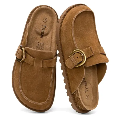 Women's 100% Genuine Suede Clogs - Arch Support, Memory Foam, Cork Footbed Open Toe Mules - Indoor Shoes for Women, Slip-On Back to School Shoes,back to school,back to school haul