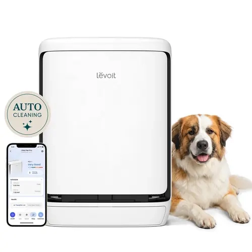LEVOIT Air Purifier for Home Pets Large Room with Washable Pre-filter, Dual Sensors for Heavy Pet Hair & Allergies, High-Carbon Filter for Dander & Odor, Smart APP Control, Vital Pet White,dorm essentials,home essentials, SohoChic