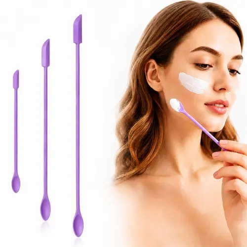 3PCS Silicone Makeup Spatula Mini Cosmetic Scoop Beauty Applicator Tool for Foundation Cream Skincare Lotion Jar Scraper Bottle Cleaning Jar Spatula Makeup Tool Set Small Silicone Scraper