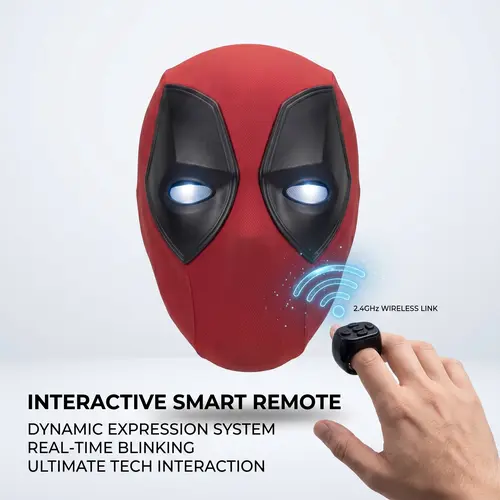 Marvel Cool Hero Costume Mask - Remote Control Glow on Command Red-Blue Lights - Skin-Friendly for Long Wear Plastic Design - 26x19x11cm - Party Face Masks for Cosplay, Halloween