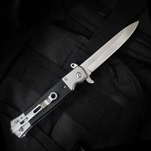 Folding Pocket Knife for Adults - Compact Camping Tool with Clip, Glass Breaker, Sharp AUS-10 Stainless Steel, Fast Flipper, Liner Lock, Non-Slip Grip, Carving Capability, Survival Gear Equipment for Hiking, Hunting