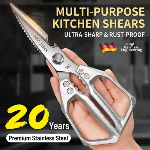 Food-Grade Alloy Steel Heavy-Duty Kitchen Shears – Corrosion-Resistant, Rust-Proof & Bacteria-Inhibiting – Multi-Purpose Cutter for Poultry, Fish, Meat, Fruits & Vegetables – All Your Kitchen Cutting Needs Covered