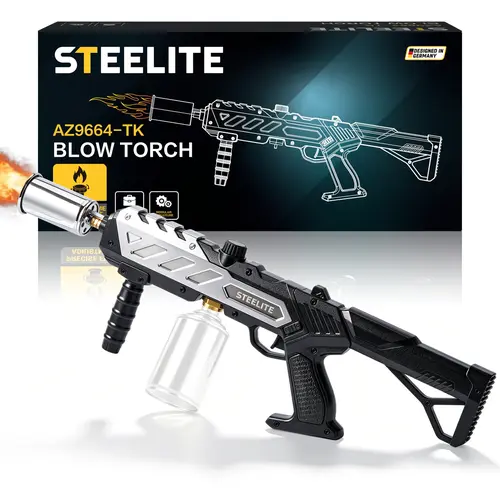 STEELITE Powerful Propane Torch Gun - Adjustable Flame, Modular Lightweight Design, Portable Blow Torch for BBQ Grill, Campfire Starter - Kitchen Cooking, Indoor Use, Gifts for Him (Tank Not Included), Guys Gifts