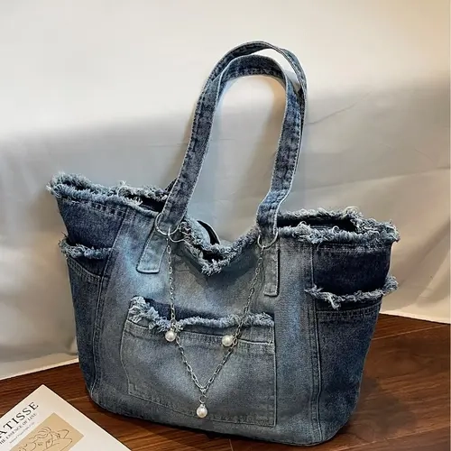 Women's Shoulder Bag, Textile Shoulder Bag, Casual Lazy Style Large Capacity Tote, Commuter Handbag for Daily Use, Ladies' Outdoors Accessory