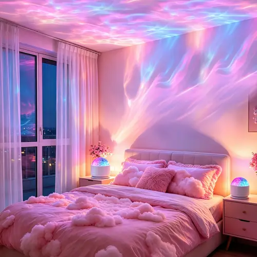 2 Scene-16 Color Star Projector Light with Music Rhythm, Ocean Wave & 3D Water Ripple Effects, Romantic Night Light for Bedroom, Party, Best Gift for Kids & Lovers BackToSchool