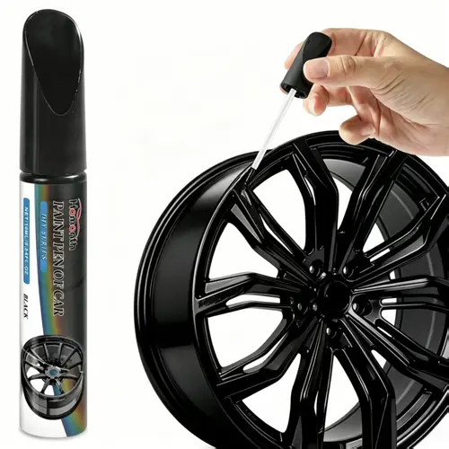 Gloss Black Rim Touch Up Paint Pen, Car Wheel Scratch Remover Repair Kit for Curb Rash, Universal Gloss Black Enamel Paint for Alloy Metal Wheels, Scratch Resistant Automotive Rim Accessories