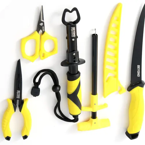 Beyond Fishing 5-Piece Fishing Tool Kit - Pliers, Fillet Knife, Hook Remover, Lip Gripper, and Braid Scissors - Saltwater Fishing Gear and Fishing Essentials for Men