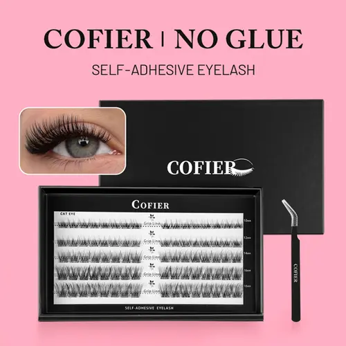 Lash Clusters Kit - Cofier No Glue Self-Adhesive Lash Clusters, DIY Lash Extensions Beginner-Friendly with Tweezers,back to school