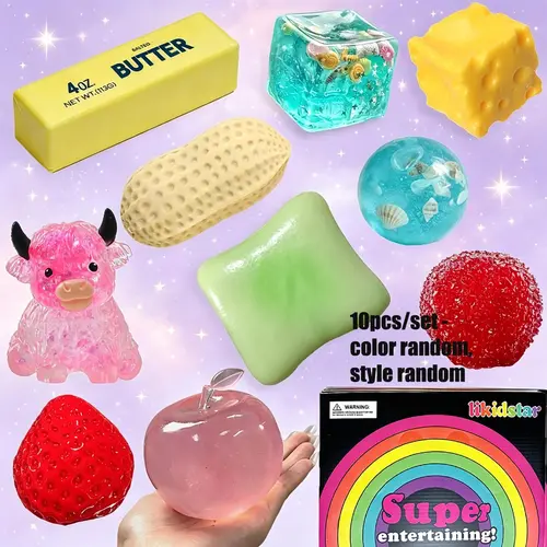 10 pcs/set - Mystery Blind Box Stress Relief Toys, Sensory Kit, Creative Slow-Return Squeeze Toys, Party Gifts, Soft Compression Toys, Squishy Set