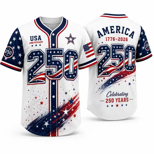Men's USA 250th Anniversary Baseball Jersey - 1776-2026 Patriotic Button-Down Shirt, 4th of July Eagle Flag Graphic Top, Men's Wear Fourth of July Shirt summerwins