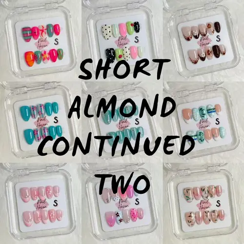 NailHaven| Short Almond Continued Two Collection - 10 Pcs Handmade Press-On Nails| Cute Acrylic Nails, High Quality Reusable