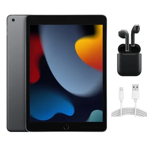 Refurbished Apple iPad 9th Gen (WiFi + Cellular Unlocked) A2603 Good Condition with Wireless Earbuds & 1 Year Warranty