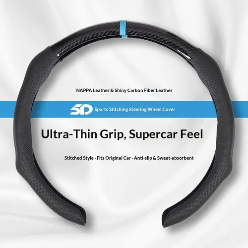 2026 New Nappa Leather Steering Wheel Cover, Universal Car Interior Accessory, Non-Slip, Breathable, Ultra-Thin, All-Season Protector, Modern Sport Design, Multiple Color Options, Quick Installation, steeringwheelcovers, Car Accessories
