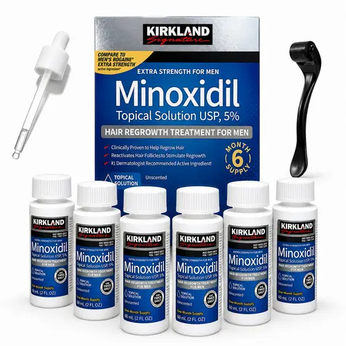 Kirkland 5% Minoxidil Unisex Topical Liquid Hair Growth Solution, Haircare Scalp Revitalizing Treatment for Thin & Uneven Hair, 3-Month Supply, Skin Lab Tested