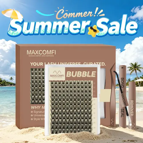 Bubble | Maxcomfi Bubble Fluffy Dense Lash Clusters, Mega Volume Thick Bouncy DIY Individual Cluster Eyelash Extensions, Reusable Full Dramatic Voluminous Lashes Natural & Glam Makeup Look for Daily Party,sunscreen