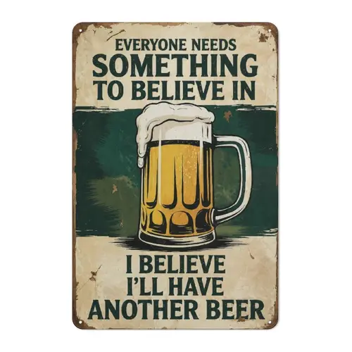 I Believe I’Ll Have Another Beer Sign – 8x12 Vintage Metal Bar Wall Art, Funny Rustic Beer Mug Decor For Man Cave, Pub, Or Garage