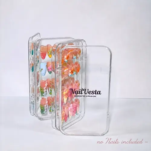 NailVesta Nail Art Storage Box – Clear Tri-Fold Press-On Nail Organizer  | Nails Not Included  | Holds 12 Sets
